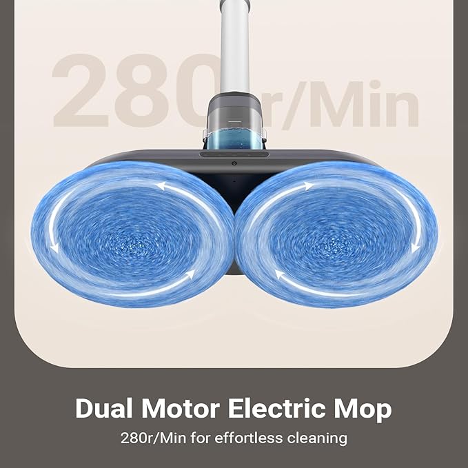 iDOO Cordless Electric Mop Rechargeable Spin Mop with Water Spray &amp LED Headlight Quiet Self Propelled Floor Cleaner Washable Pads &amp 350ml Water Tank Lightweight Floor Scrubber for All Flo