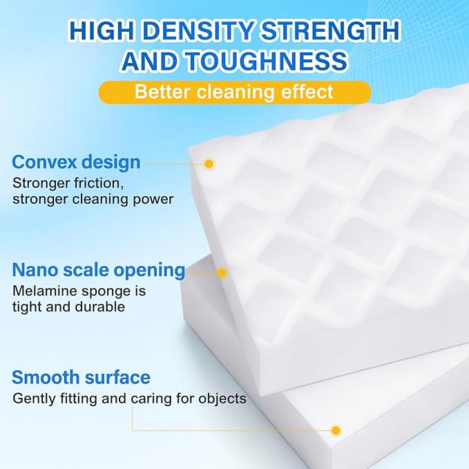 Magic Sponges Cleaning Eraser 100Pack 2X Density Stronger Melamine Sponge Foam Pads Multi-Functional Household Cleaner Dish Sponge Cleaning Supplies for Kitchen Bathroom Floor SinkWall Cleaner
