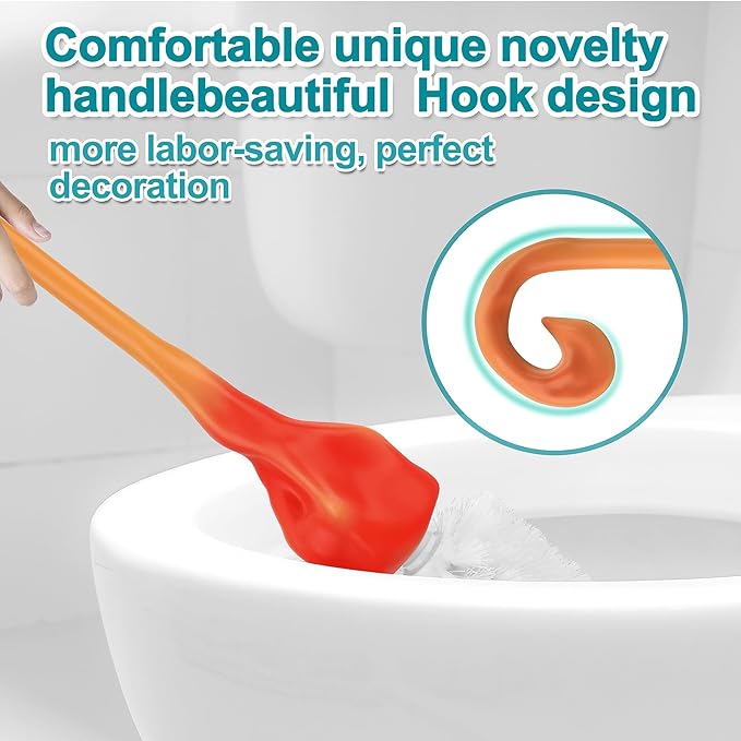 Creative Dinosaur Toilet Brush Toilet Bowl Brush and Holder Flexible Toilet Bowl Brush Head Bathroom DinosaurToilet Bowl Brush for Deeply CleaningCute Bathroom Accessories (Green)