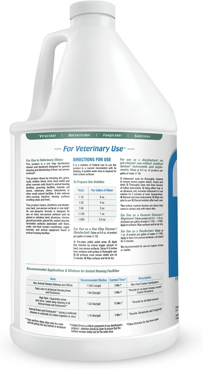REScue One-Step Disinfectant Cleaner &amp Deodorizer – For Veterinary Use Animal Shelters Pet Foster Homes Kennels Litter Box Concentrate – 1 Gallon