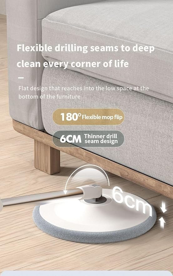 Innovative Floor Mop with Dual Water Tank System 180-Degree Flexible Head White and Gray Deep Cleaning for Hard
