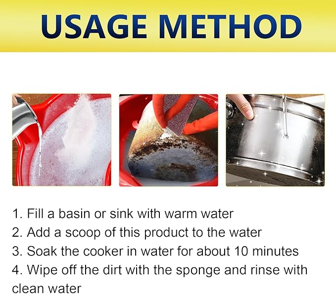 Multi-Purpose Degreaser Soaking Powder - Heavy-Duty Kitchen Cleaner For Sinks Cookware Grease &amp Stains(3PCS)