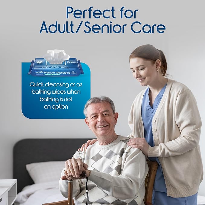 Inspire Adult Wet Wipes Wash Cloths Incontinence &amp Cleansing for Elderly Extra Large 8x12 (300 count)