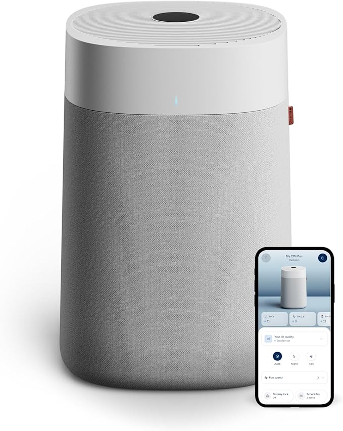 BLUEAIR Air Purifiers for Large Rooms Cleans 3048 Sqft In One Hour HEPASilent Smart Air Cleaner For Home Pets Allergies Virus Dust Mold Smoke - Blue Pure 211i Max