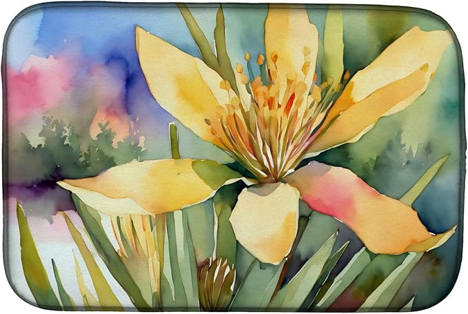 Caroline's Treasures DAC1689DDM New Mexico Yucca Flower in Watercolor Dish Drying Mat Absorbent Dish Drying Mat Pad for Kitchen Counter Dish Drainer Mat for Countertop 14 x 21 Multicolor
