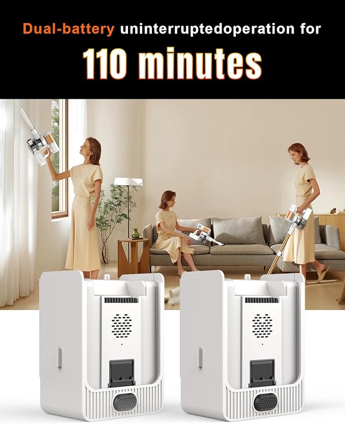 Cordless Vacuum Cleaner 2 Batteries 110 Mins Runtime 580W 48KPA Stick Vacuum with Self-Standing Tangle-Free Brush LED Display Vacuum Cleaner for Home Hardwood Floor Carpet Pet Hair