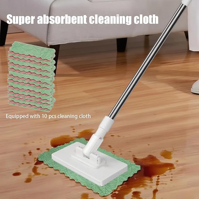 Lazy Mop Wet and Dry Automatic Convenient Cloth Changing Mini Mop Magic Cleaning Cloth 6 Zero Touch Mini Clip Mops Disposable Dust Click Mops for Multi Cleaning (White)