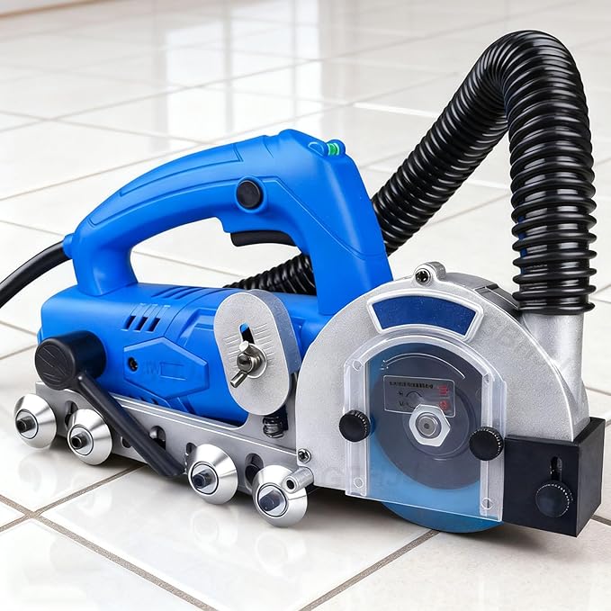 Electric Tile Gaps Crevice Cleaning Machine Slotting Tool 1200W Household Tile Joint Cleaner Machine 9000r/min for Cleaning Grout Between Tiles Floor Regrouting Tool