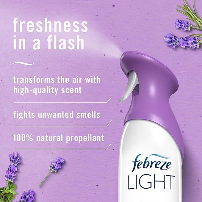 Febreze Air Mist Air Freshener Spray Odor-Fighting Room Spray Air Fresheners for Home and Bathroom and Kitchen Aerosol Can Light Lavender Scent 8.8oz 6 Count Pack of 3