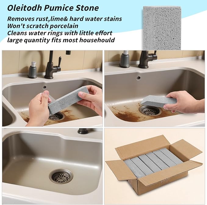 70 Pack Pumice Stones Bulk for Cleaning - Grey Pumice Scouring Pad with 2 Universal Handles Pumice Stick Cleaner for Removing Toilet Bowl Ring Bath Household Kitchen Pool 5.9 x 1.4 x 0.9 Inch