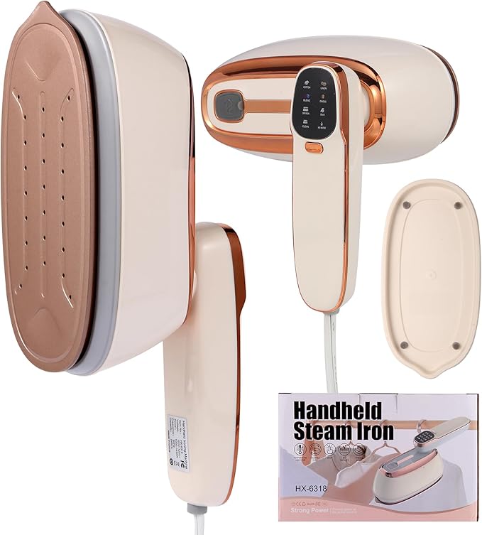 Portable 1500W Handheld Garment Steamer – 20s Rapid Heat-Up 17 Steam Vents 8 One-Touch Fabric Modes 260 mL Tank for Home Travel &amp Business