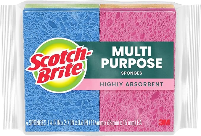 Scotch-Brite Multi-Purpose Sponges Highly Absorbent Dish Sponge for Cleaning of Non-Stick Cookware Showers and Coolers 40 Kitchen Sponges