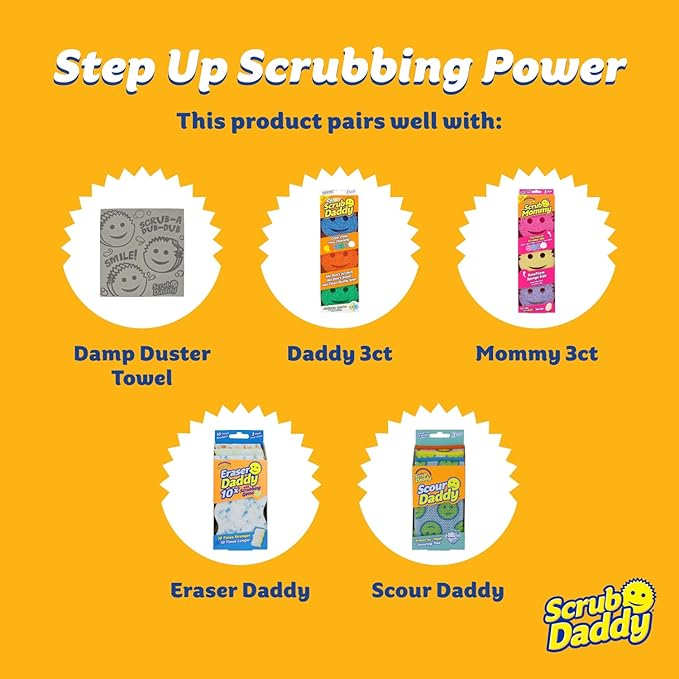 Scrub Daddy Damp Duster Dusting Sponges (8 Count) - Dust Remover for Household Cleaning - Duster for Vents Railings &amp Blinds - Reusable Baseboard Cleaner