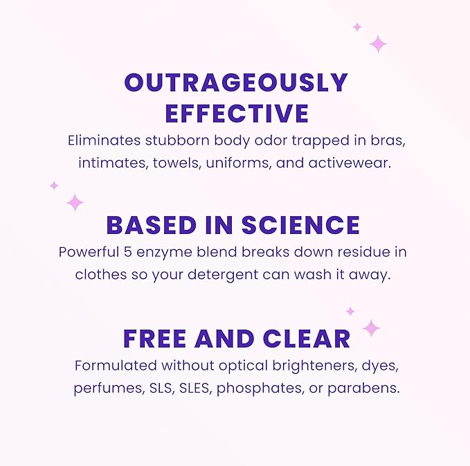Lume Laundry Stink Eraser - Detergent Booster &amp Sink Soak - Eliminates Body Odor In Clothes - Odor Blasting Enzyme Blend - Makes Your Detergent Work Better - Free And Clear - 8 fluid ounces (2 Pac