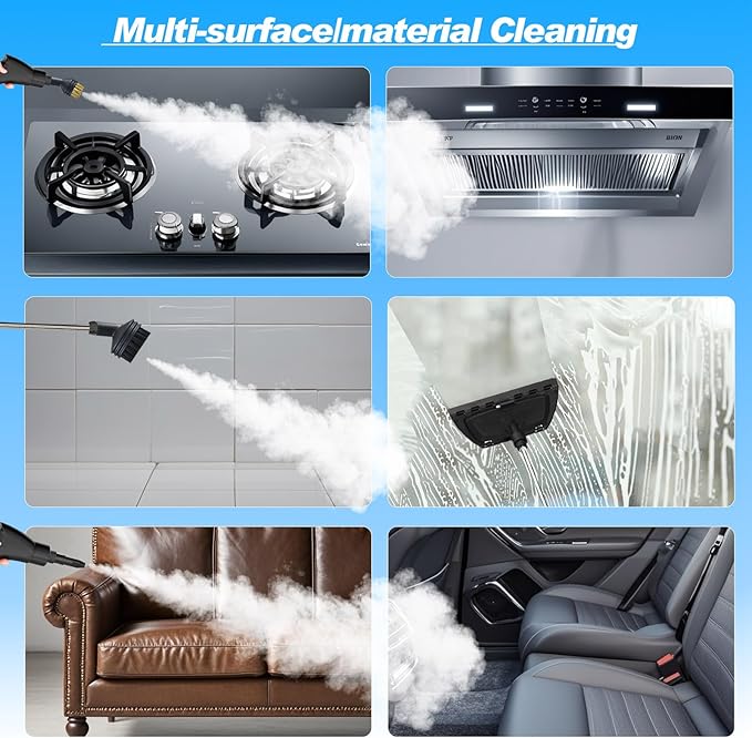 2500W Handheld Steam CleanerPortable Car Steamer For Auto DetailingHigh-Temperature and Pressure Steam Cleaner For Home Steam Cleaning Machine for FurnitureKitchenGroutFloorTile (Blue)