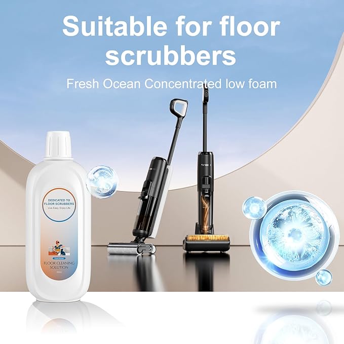 Floor Cleaning Solution Compatible With Tineco  Deep Cleans for Multiple Hard Floors Suitable With All Robot Vacuums with Mopping and Cordless Wet/Dry Vacuum Mop Cleaner (Fresh Ocean 2 Bottle)