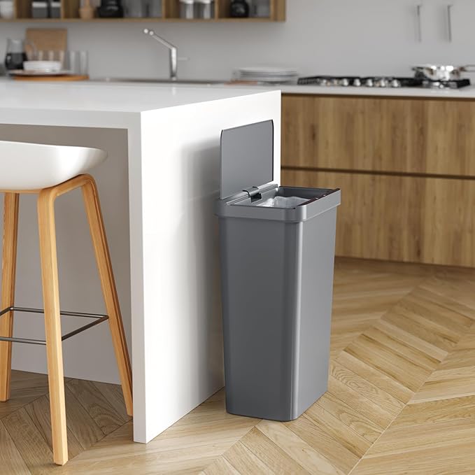 iTouchless Prime 13.2 Gallon Sensor Trash Can Durable Dent-Proof Construction Slim and Space-Efficient Automatic Bin Great for Kitchen Home Office Business Garage Gray Color Plastic