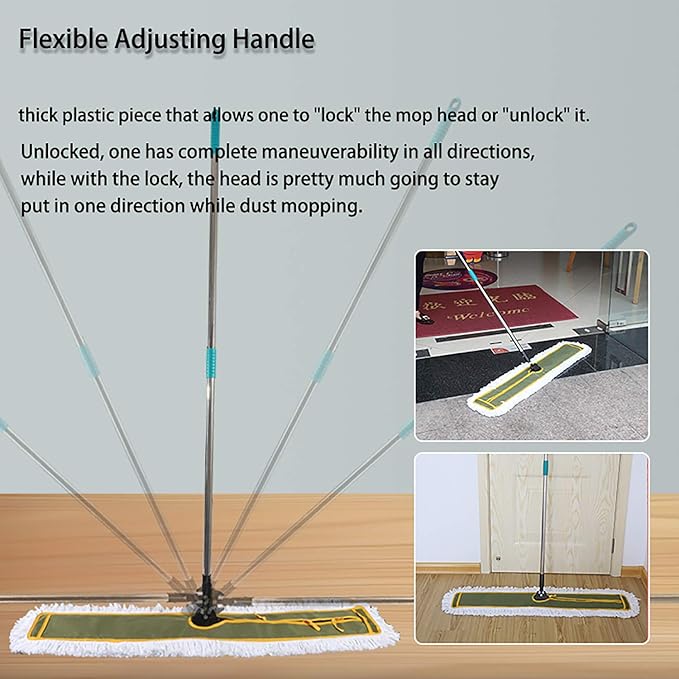 OFO 43inch Industrial Commercial Dust Mop 2 Sets // Heavy Duty Dust Mop // 63inch Length Stainless Steel Handle //Easily Clean Large Area FactoryShopping MallGarage
