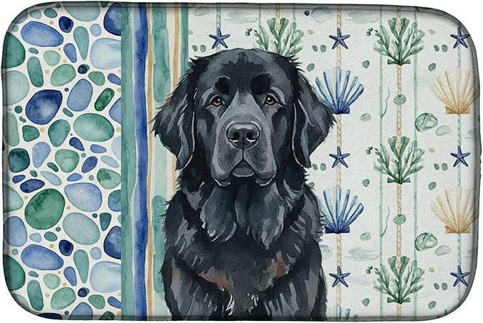 Caroline's Treasures Black Newfoundland Coastal Sea Glass Dish Drying Mat Absorbent Dish Drying Mat Pad for Kitchen Counter Dish Drainer Mat for Countertop 14 x 21 Multicolor