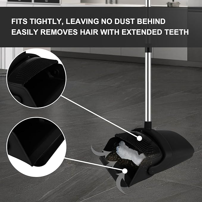 Broom and Dustpan Set Household Broom with Dustpan Combo Set 51 Long Handle Dust Pan Set for Kitchen Office Lobby Floor