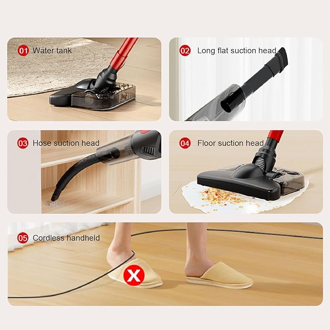 LiebeWH Stick Vacuum Cleaner Cordless 4000Pa Suction with Mop Function Lightweight Design for Home Office Carpet Hard Floor Cleaning