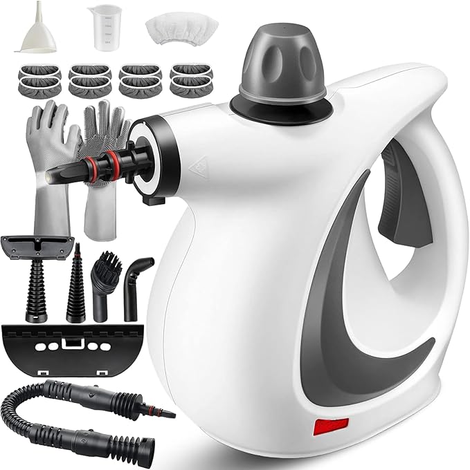 Steam Disinfectant Steam Cleaner 2026 Upgrade Hand Held Steam Cleaner for Home Cleaning Car Interior Kitchen FurnitureCarpet Tile|Multiple Nozzles (1Set+8 Fiber Cloth)