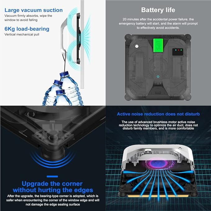 Window Cleaning Robot Vacuum Smart Window Cleaner 3000PA Strong Suction Home Glass Cleaner Automatic Glass Washer Efficient Cleaning