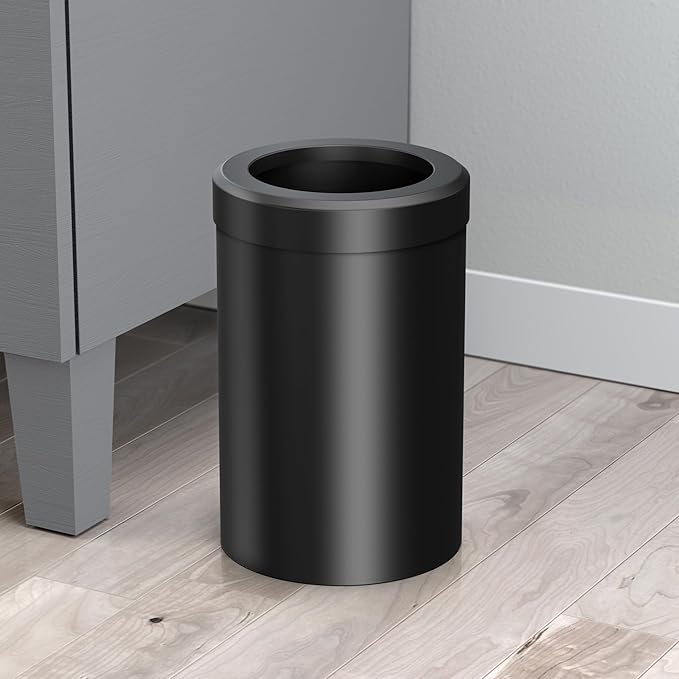 Gatco Small Bathroom Trash Can With Lid And Toilet Brush Set Round 3 Gallon Stainless Steel Wastebasket Under Sink Matte Black For Bathroom Bedroom Office (2977)