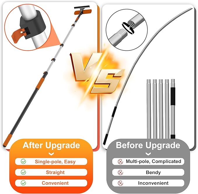 26FT High Window Cleaning Kit with Pole 2-in-1 Window Squeegee with 5-20 FT Telescoping Extension Pole - Professional Window Washing Kit with Long Handle Multi-Use Cleaning Tool for High Windows
