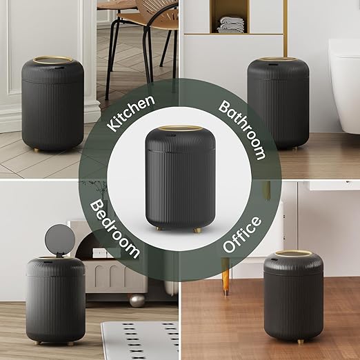 URALFA Automatic Trash Can Bathroom 3 Gallon Motion Sensor Trash Can with Lid Soft Close Removable Legs Touchless Trash Bin Smart Plastic Garbage Can for Bedroom Office Kitchen Black