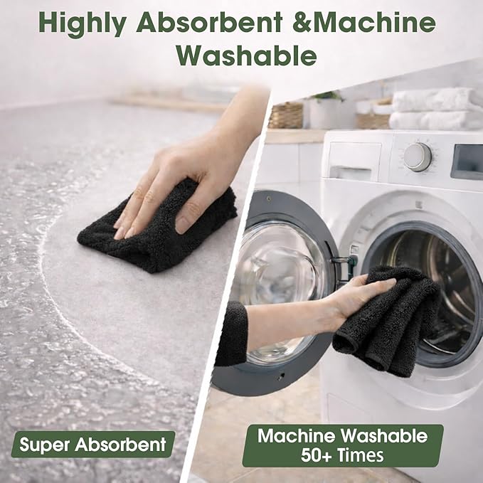 Microfiber Cleaning Cloth Roll - 100 Pack Tear Away Microfiber Paper Towels Reusable Washable Scratch-Free Kitchen Towels for Car Home Kitchen Glass Dishes (Black)