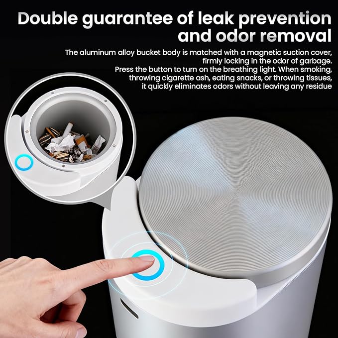 2 in 1 Car Air Freshener with Built-in Trash Can Compact Car Fragrance Diffuser &amp Small Garbage Bin Space-Saving Car Accessories for Clean and Fresh Car Interior (White)