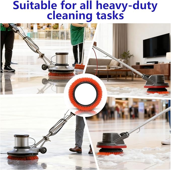 2 Pack 237047 Orange Commercial Tile and Resilient Floor Scrub Brush Replacement for Oreck Commercial ORB550MC ORB600MW and ORB700MC Floor Machines Heavy-Duty Brush 10.5 in. Diameter