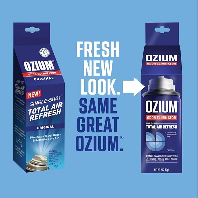Ozium Air Sanitizer 2 oz Car Fogger: Single-Shot Smoke Odor Eliminator &amp Car Air Freshener (Original+That New Car Smell 2 Pack Variety)