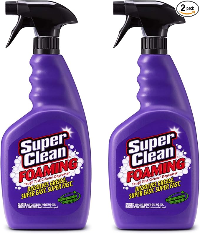 Foaming Multi-Surface All Purpose Cleaner Degreaser Spray Biodegradable Full Concentrate 2 pack (64oz) by Super Clean