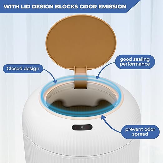 Pukomc 2 Pack Automatic Trash Can 12L /3 Gallon and 10L /2.64 Gallon Bathroom Trash Bin with Lid Touchless Small Smart Motion Sensor Garbage Cans for Kitchen BathroomLiving Room and Bedroom