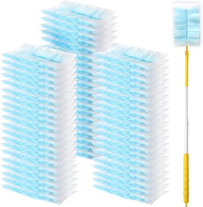 60 Count Electrostatic Duster Refills Compatible with Swiffer DusterMulti-Surface Dusting RefillsMicrofibre Dusters for Cleaning with 1Pcs Retractable HandleUnscented