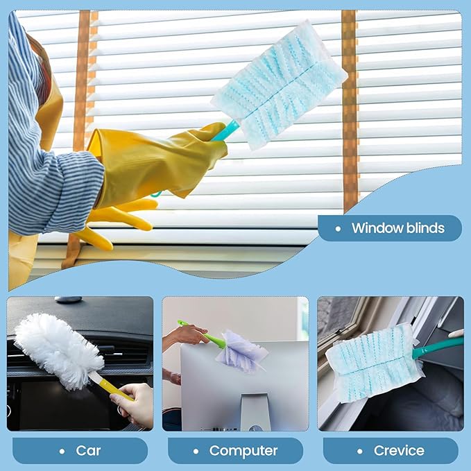Duster Refills Bulk Compatible with Swiffer Dusters Swiffer Microfibre dust Cleaner for Cleaning Home Office Furniture (Color Mixing 60 PCS (180°+360°))