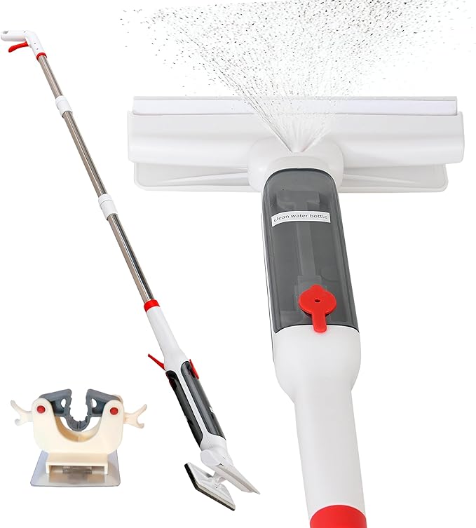 Window Cleaner with Front and Rear Cleaners + Expandable Sprayer - Window Vacuum Squeegee - Complete Kit for Glass Windows and Mirrors Quick Drying- Window Cleaner Tool - Car Window Cleaner Spray