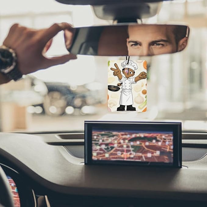 5PCS Car Air Freshener Hanging Personalized Double Sided Young Chef Car Fresheners Long Lasting New Cars Scents Cute Automotive Freshies for Closets Drawers (tea)