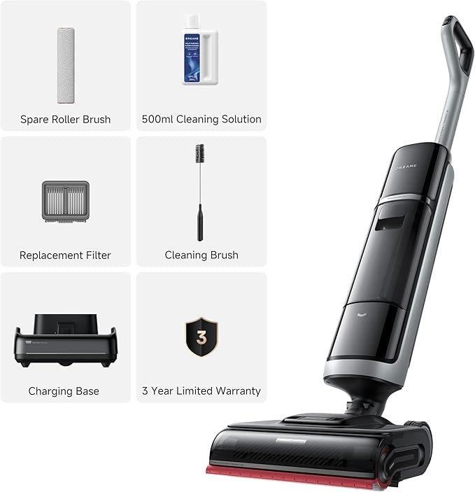 DREAME H15 Pro Heat Wet Dry Vacuum Cleaner 185°F Hot Water Floor Cleaning Cordless Vacuum Mop with GapFree AI Robotic Arm 22KPa Suction 0 Hair Tangle 212°F Self-Clean 194°F Hot Air Drying