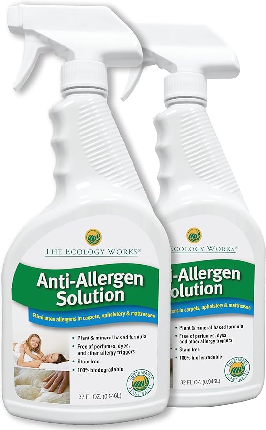 The Ecology Works Solution - Plant-Based Dog &amp Cat Dander Remover Spray and Dust Mite Waste Reducer for Relief from Allergies - For Cleaning Home Bedding &amp Furniture Naturally