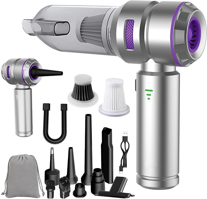 Handheld Car Vacuum Cordless 22000PA Strong Suction Mini Vacuum Cleaner with Brushless Motor 4-in-1 Portable Vacuum for Car Detailing Home Office &amp Travel Silver Purple