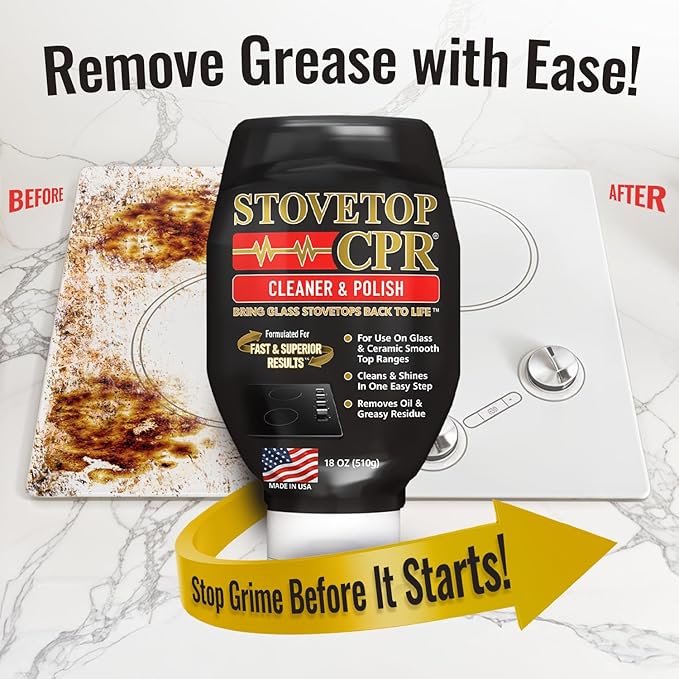 Stovetop CPR 2-in-1 Glass Stovetop Cleaner and Glass Polish(18oz)-Ceramic Top Stove Cleaner Oven Top Cooktop Electric Stove Ceramic