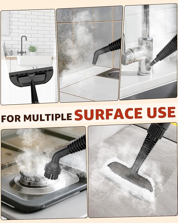 Steam Cleaner DynVapor Pressurized Deep Cleaning Handheld Steam Cleaner for Home Multi-Purpose Natural Steamer with 9 PCS Accessories for Kitchen Car Furniture Bathroom Floor Grout&ampTile(Yel