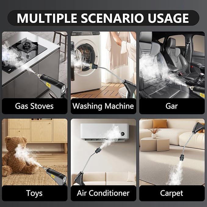 Asixxsix Steam Cleaner 6 Level Adjustable Multiple Guard Handheld Steam Cleaner 1200ml Water Handheld Steam Cleaner for Home with Power Cord for Cleaning Car Furniture Floor (US Plug 110V)