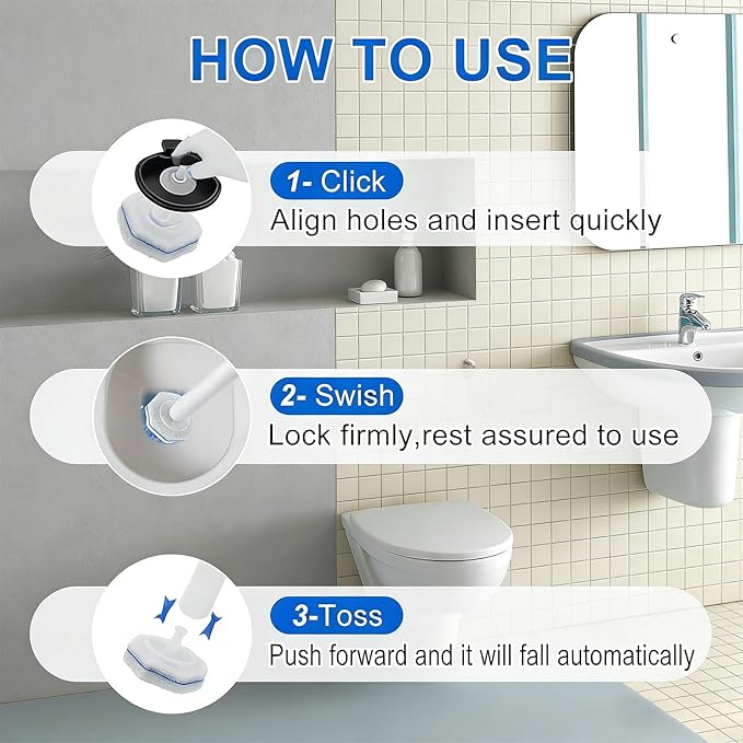 100pcs Toilet Wand Refills Compatible with Clorox | Disposable Replacement Brush Heads for Effortless Cleaning (No Handle Included)