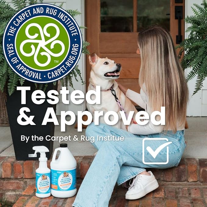 FurryFreshness Extra Strength Cat or Dog Pee Stain &amp Permanent Odor Remover + Smell Eliminator -Removes Stains from Pets &amp Kids Including Urine or Blood- Lifts Old Carpet Stains- 32oz Spray