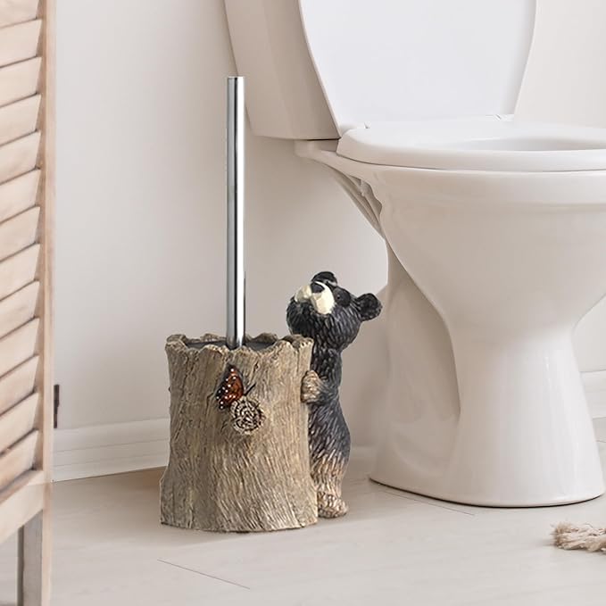Bear Toilet Brush Holder Set Black Bear Toilet Bowl Brush Cleaner Bathroom