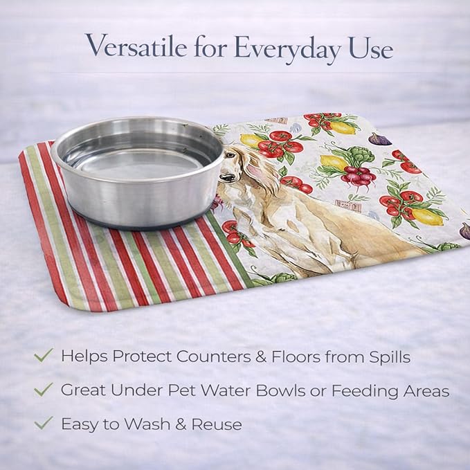 Caroline's Treasures Cream Saluki Vegetables Dish Drying Mat Absorbent Dish Drying Mat Pad for Kitchen Counter Dish Drainer Mat for Countertop 14 x 21 Multicolor